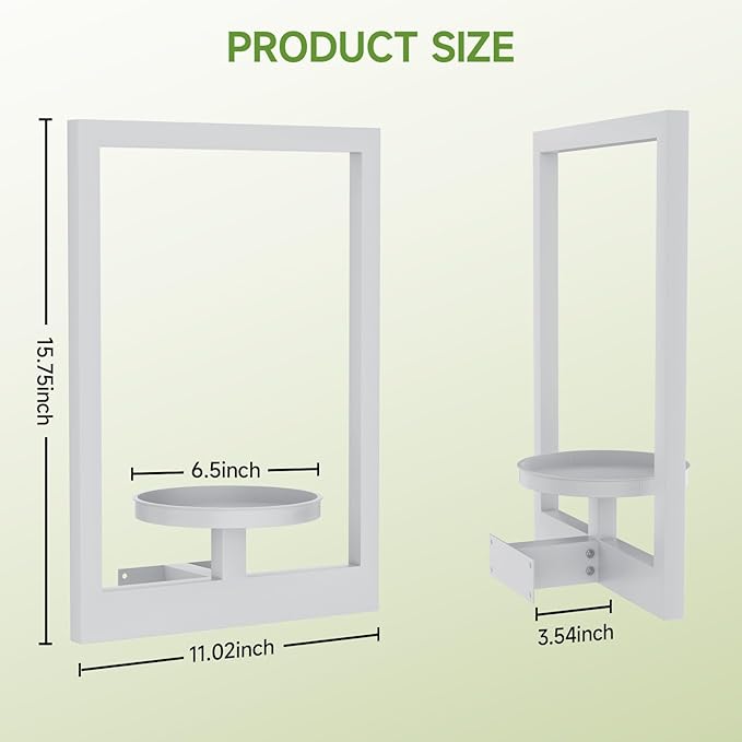 Picture Frame Wall Plant Holder, Metal Window Plant Shelves Plant Holder for Indoor Plants, Hanging Wall Planters Wall-Mounted Plant for Home, Office, and Garden (White, 2PCS)