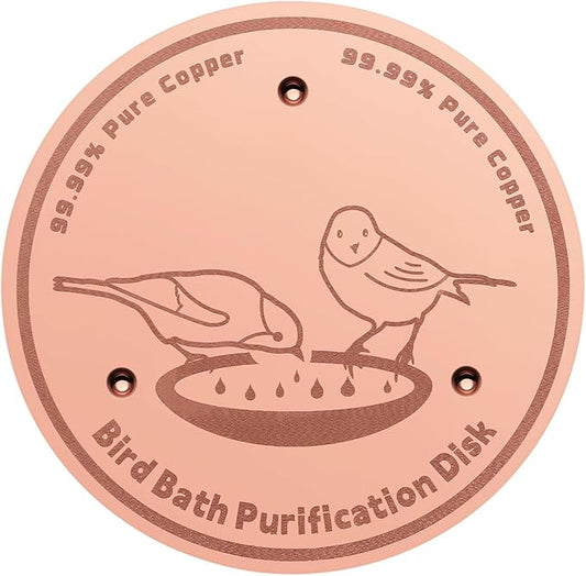 1-Pack 99.99% Pure Copper Bird Bath Purification Disk,Copper Disc with Stable Triple-Point Support,Fits All Outdoor Bird Baths(Round)
