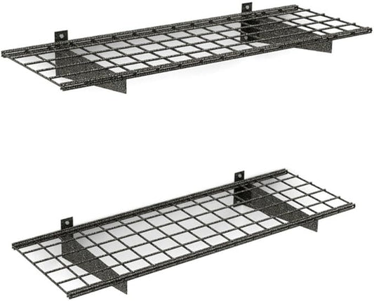00651 2-Pack Heavy Duty Steel Wall Garage Shelving, 45-Inch X 15-Inch, Low-Profile Brackets, Max Shelf Load 200 Pounds, Hammertone