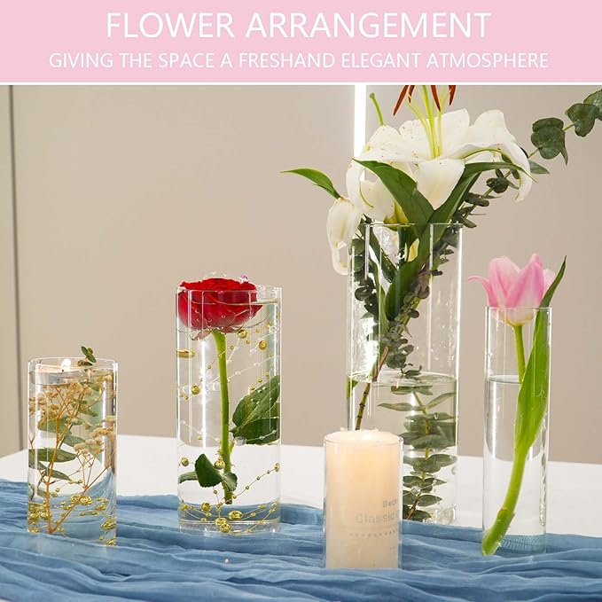 15pcs Cylinder Vases for Centerpieces Small Flower Glass Vases Clear Vase Home Decor Centerpiece Table Flower Vase Decorations for Wedding Decoration&Holiday Mixed Sizes Tall