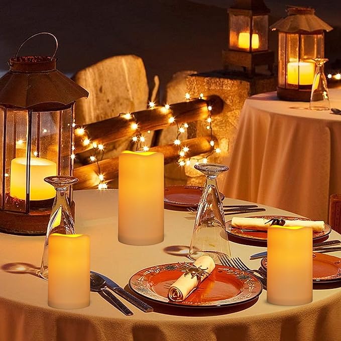 15Pack Waterproof Flameless Remote Control Candles (D3''*H5.5'') Battery Operated Flickering LED Pillar Candle,plastic with 10-Key 24Hours Timer for Outdoor/Indoor Party Garden Lanterns Porch Ivory