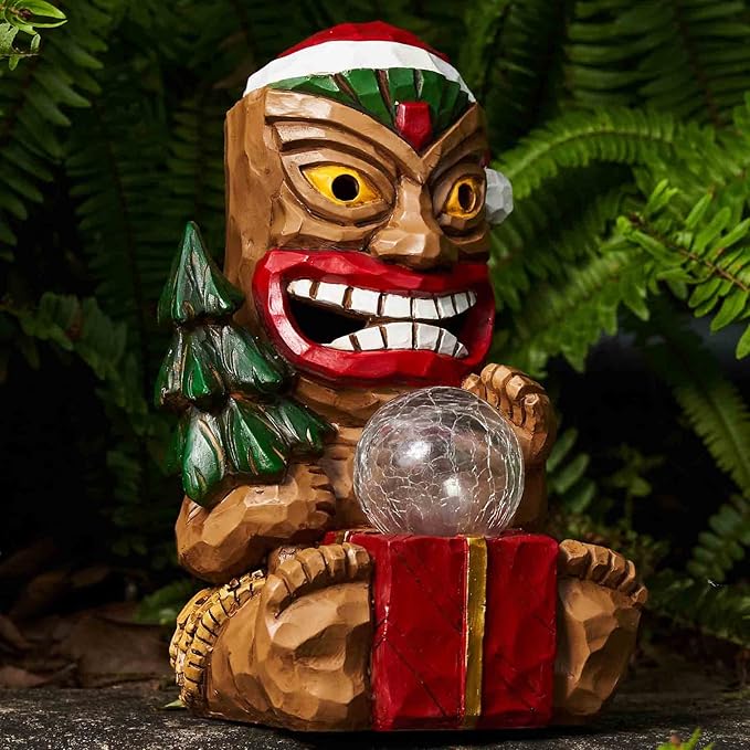 Outdoor Garden Decor-Christmas Tiki Totem Statues Light Beautiful Gift-Giving for Your Indoor Christmas & Holiday Decorations(9.65“)