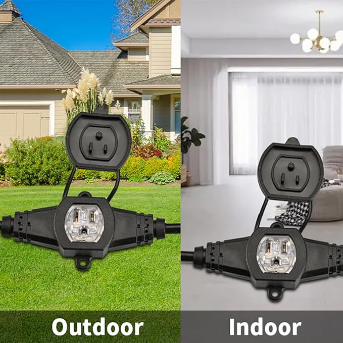 30FT 14 Gauge Multi Outlet Extension Cord, 5 Evenly Spaced Weatherproof Outlets, Great for Stage Backdrops, Landscape Garden Lighting,Christmas Decorations ETL