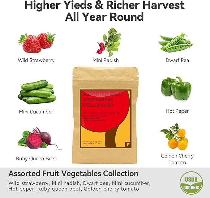 inbloom Fruit Seed Pod Kit for AeroGarden, Ahopegarden, GARDENCUBE, MUFGA, iDoo Hydroponics Growing System, 7-Pods (350+ Seeds Include Strawberry, Tomato, Cucumber, Pea, Ruby Queen Beet)