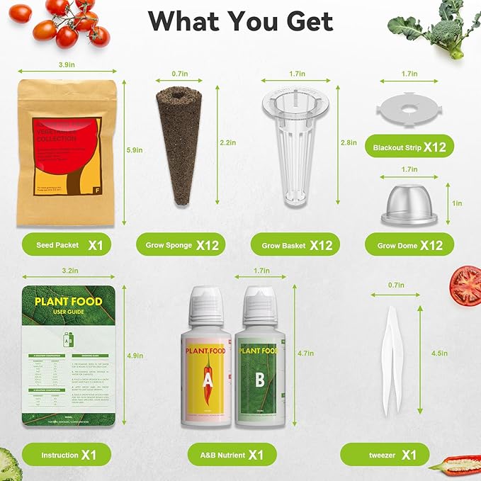 inbloom Fruit Seed Pod Kit for AeroGarden, iDOO, Ahopegarden, MUFGA Hydroponic Growing System, 12-Pod, 350+ Seeds Included Strawberry, Cucumber, Green Pepper, Golden Tomato, Radish, Dwarf Pea, Beet