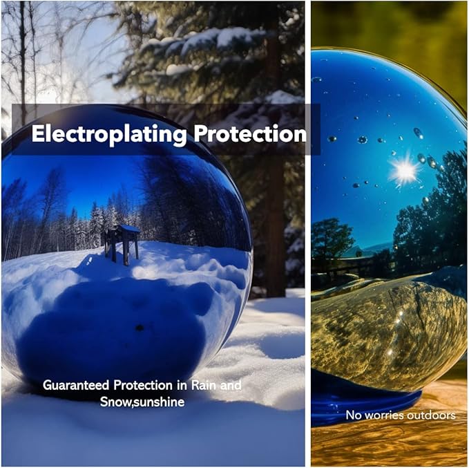 12 Inch Stainless Steel Gazing Globe,v2croft Hollow Ball Mirrored Surface Polished Shiny Sphere,Garden Stainless Steel Gazing Ball for Outdoor Lawn Pond Yard Ornament(Blue)