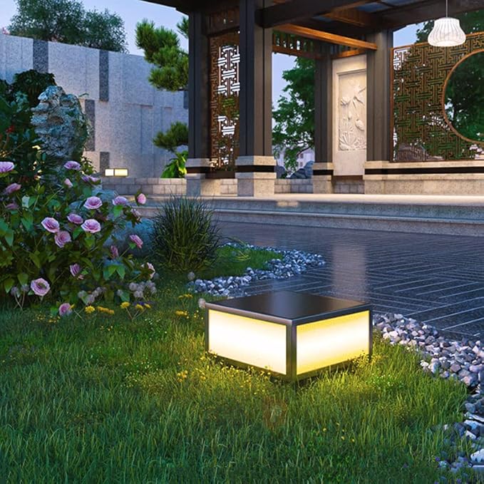 Pillar Lamp Post Light, Tempered Glass Shade,Fence Deck Cap Light Lantern Column Lamp for Flat Surface Patio Garden Decoration with IP55 Waterproof E26 LED Bulb (Electric Powered)