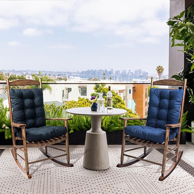 1 Pack Patio Chair Cushion, Rocking Chair Cushion Overstuffed Seat Back Cushion Pad for Outdoor Indoor, Navy Blue