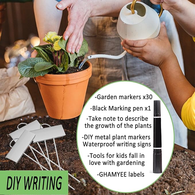 30pcs Plant Labels for Outdoor Garden Waterproof Plant Markers for Outdoor Plants, 11inch Metal Garden Plant Tags and Labels for Herbs Vegetable Seedlings Greenhouse(Silver)
