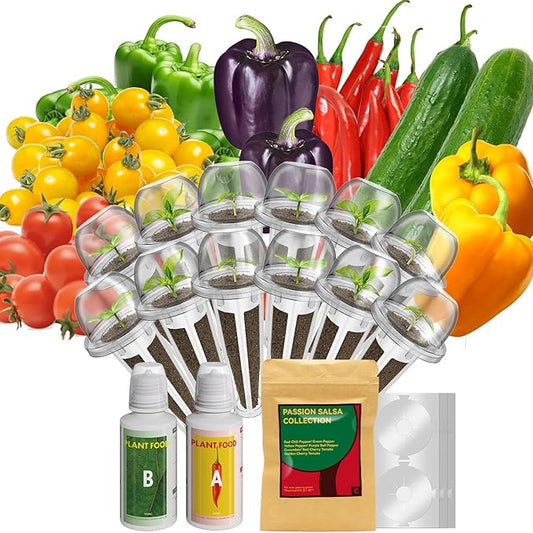 inbloom Pepper Seed Pod Kit for AeroGarden, iDOO, Ahopegarden, MUFGA Hydroponic Growing System, 12-Pod, 350+ Seeds include Cucumber,Red Chili Pepper,Green&Yellow Pepper,Purple Pepper,Red&Golden Tomato