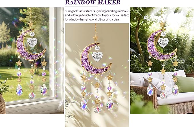 Sisters Gifts from Sister for Sister from Brother, Best Sister Gifts Unique Sister Birthday Gifts for Sister in Law Soul Sister, Moon Crystal Suncatcher for Window Hanging Decor