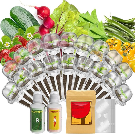 inbloom Fruit Seed Pod Kit for AeroGarden, MUFGA, Ahopegarden, iDOO Hydroponic Growing System, 18-Pod, 350+ Seeds Included Strawberry, Cucumber, Green Pepper, Golden Tomato, Radish, Dwarf Pea, Beet