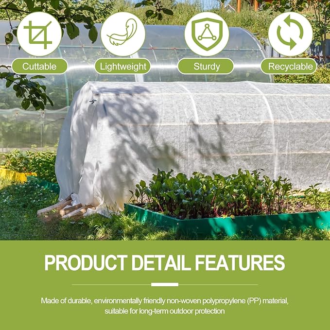 Plant Covers Freeze Protection, 10x33FT Reusable Thickened Winter Floating Row Covers, Frost Cloth Blanket Shade Cloth Garden Fabric Plant Cover for Raised Beds Vegetables Insect Winter Frost