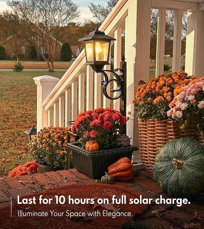 Outdoor Flower Pots 2 in 1, Outdoor Planter, Solar Lamp Post Lights Outdoor, Wall Mount or Freestanding Waterproof Solar Post Decorative Lamp for Lawn Patio Front/Back Door(Flowers not Included)