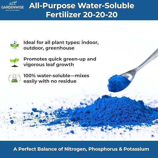 20-20-20 Water-Soluble Fertilizer β Powder for Liquid Plant Food for Indoor & Outdoor Plants, Orchids, Vegetables, Lawns, Flowers β 20 20 20 Fertilizer 4 Quarts (8 lbs)