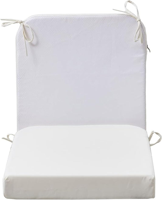 17 x 17 Inch Outdoor Seat Cushions for Patio Furniture with Non Slip and Ties Waterproof & UV Resistant Round Corner Outdoor Chair Cushions Replacement Set of 2, Beige