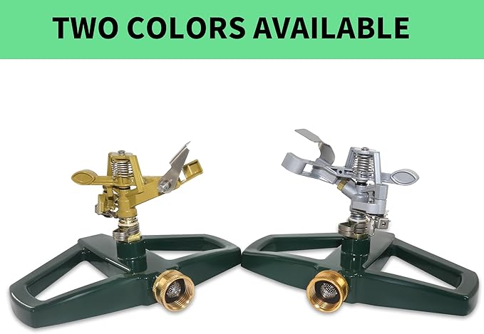 Impact Sprinklers for Yard with Metal Base, Heavy Duty Zinc Alloy Water Sprinkler for Lawn, Automatic 360° Roating for Large Lawn and Garden, Coverage up to 5,800 Sq.Ft, Silver