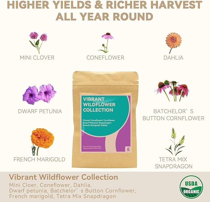 inbloom Flower Seed Pod Kit for AeroGarden, iDoo, Ahopegarden, GARDENCUBE, MUFGA Hydroponics, 12 Pods (350+ Seeds with Coneflower, Petunia, Snapdragon, French Marigold, Dahlia)