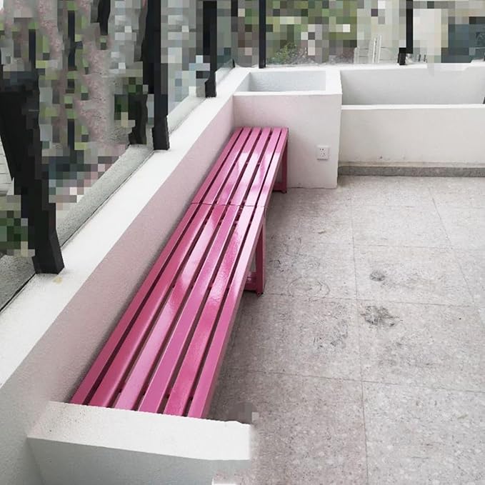 Weatherproof Metal Dining Bench, Outdoor Bench Backless Patio Bench 2-Person Farmhouse Bench Garden Bench for Kitchen, Living Room, Entryway(Pink,40in)