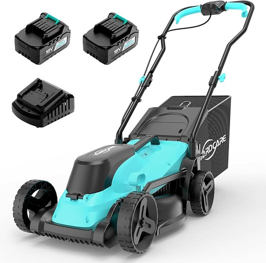 (2025 Model) YARDCARE 36V Brushless Cordless Lawn Mower with 2X4.0Ah Batteries, LED Display Screen, Electric Lawnmower with 5-Position Height Adjustment, 8 Gallon Grass Bag, Charger