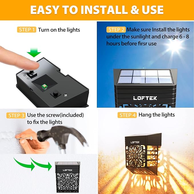 LOFTEK Solar Deck Lights, 12 Pack Solar Fence Lights, Outdoor Garden Decorative Light, Dusk to Dawn, Waterproof, Fence Post Light for Railing, Patio, Backyard, Stair, Step, Camping, Warm White