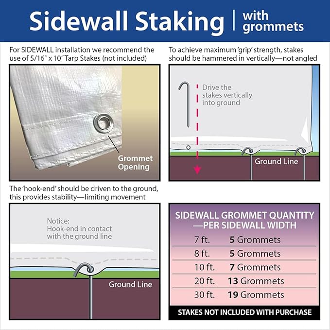30' x 40' Economy Sidewall Kit for Canopy Tent, Complete Set of (4) White 20' and (2) 30' Side Walls for 7' Foot Height Party Frame and Outdoor Pole Tents, Tent Not Included