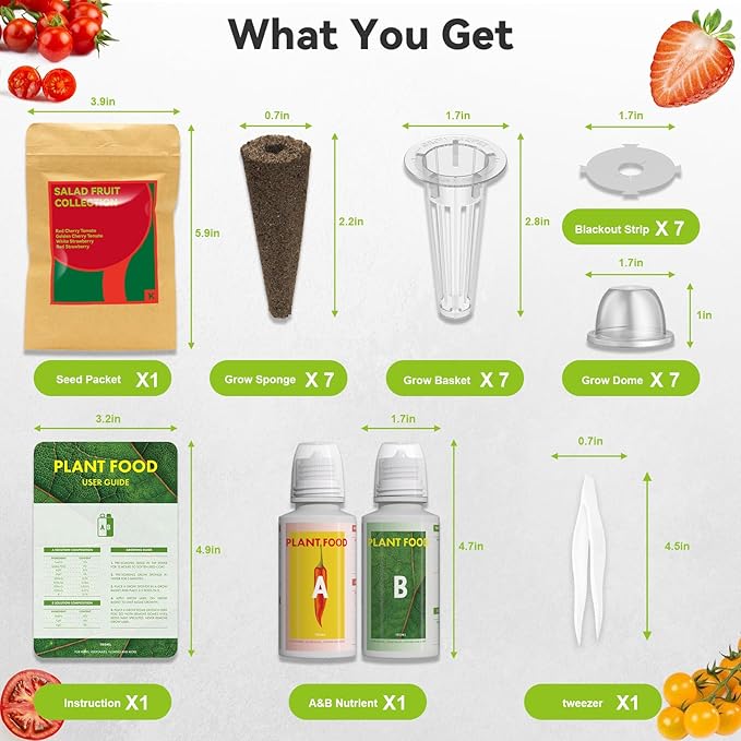 inbloom Strawberry & Tomato Seed Pod Kit for AeroGarden, Ahopegarden, GARDENCUBE, iDoo, MUFGA Hydroponics Growing System, 7-Pods with Heirloom Red/White Strawberry, Red/Golden Cherry Tomato Seeds