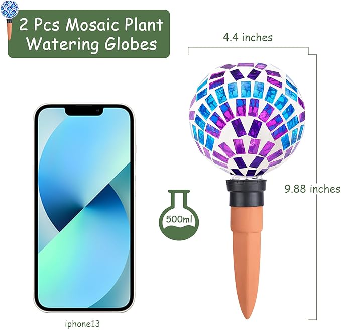 Plant Watering Globe Large Self Watering Globes 2 Pack for Indoor Outdoor Plants Self Watering Planter Insert Watering Devices for Plant Lover Gifts
