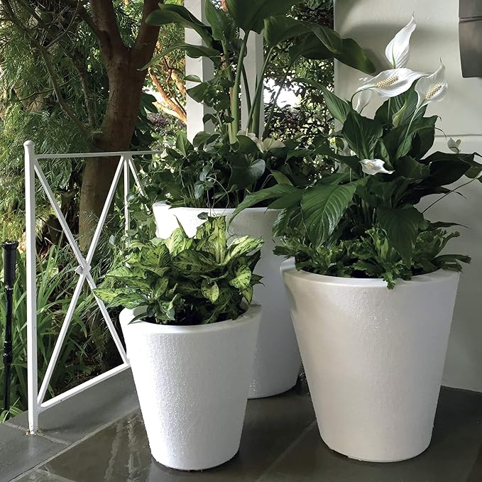 Crescent Garden Dot TruDrop Indoor/Outdoor Planter, Self-Watering Plant Pot, 20 Inches, (Caviar Black)