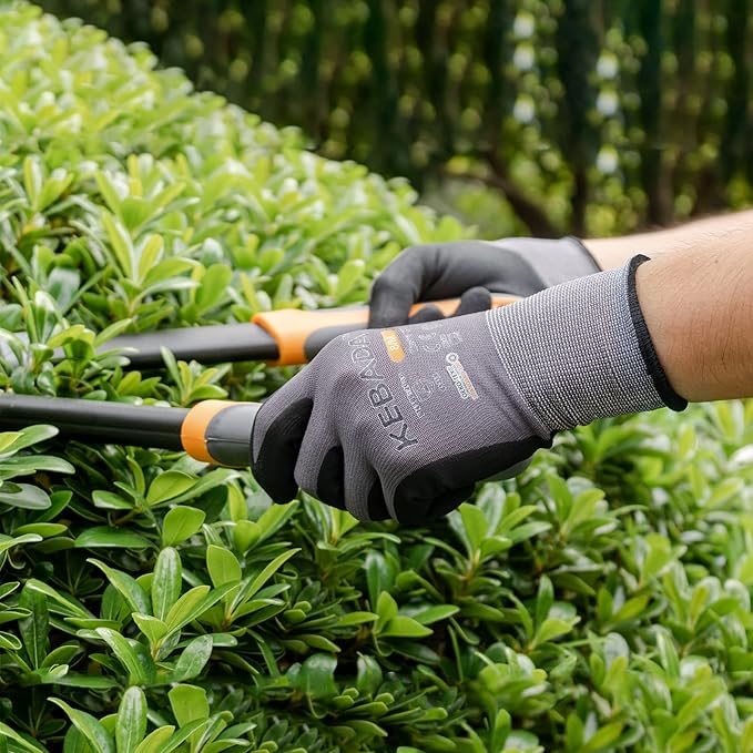 Kebada W2 Work Gloves for Men and Women, Nitrile Coated Working Gloves for Gardening, Construction, Warehouse, Safety Gloves for Work in Yard and Outdoors, 6 Pairs, XS