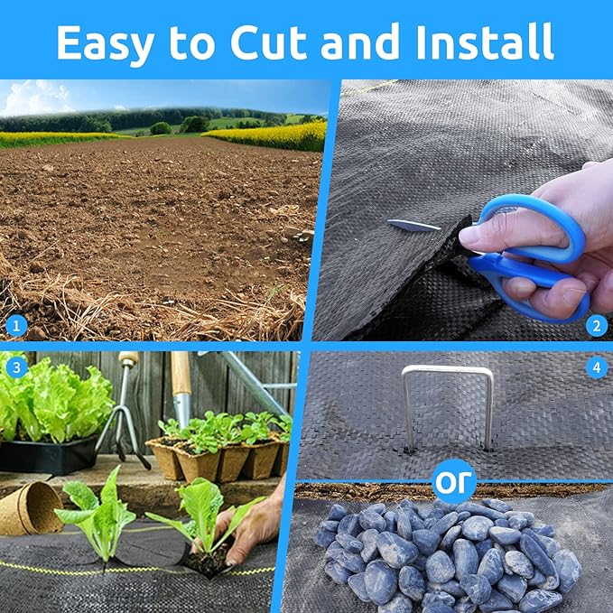 1.3ft x50ft Black Weed Barrier Landscape Premium Fabric-Heavy Duty Woven Ground Cloth with Superior Permeability Weed Control Convenient Design