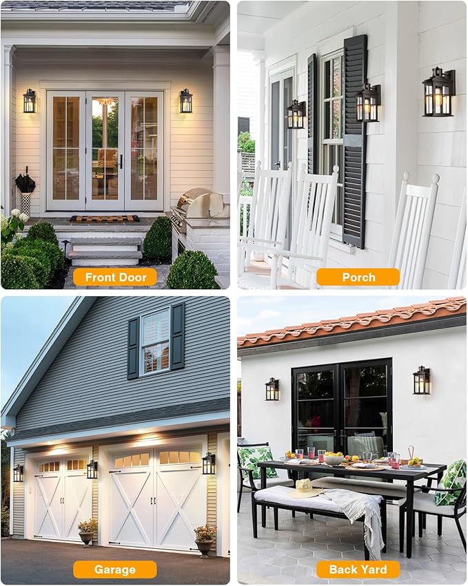 Outdoor Motion Sensor Light, 2 Pack Outside Sconce, Bronze Motion Sensor for Outside, Anti-Rust, Outdoor Light Fixture with Tempered Clear Glass for House, Garage,Entryway, Waterproof