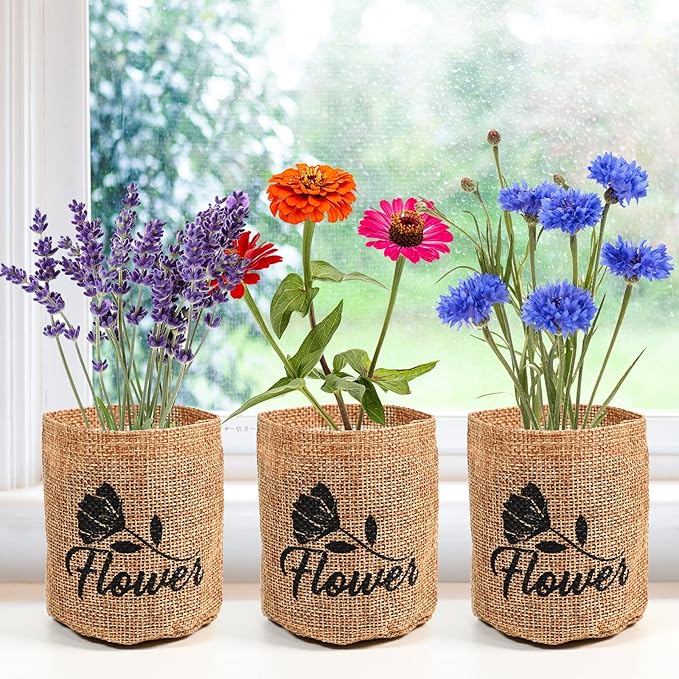 Indoor Daisy Garden Starter Kit with Gardening Tools - Jute Bags, Markers, Soil Disks and Shears, Home Gardening Gifts for Women Men Plant Lovers
