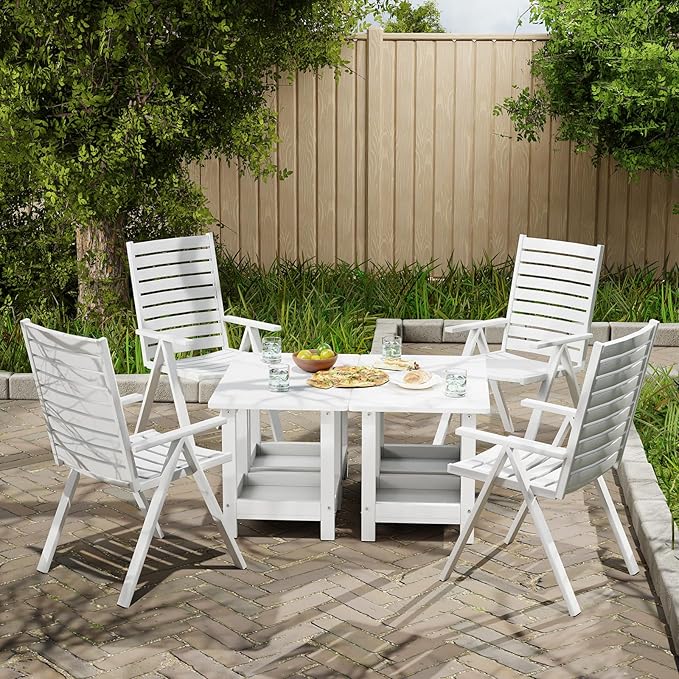 Outdoor Side Table for Garden, Lawn, Living Room Adirondack Tables for Outside 2-Tier HDPE Waterproof Small Outside Side Tables for Patio End Table for Adirondack Chair, 2 Pcs, White