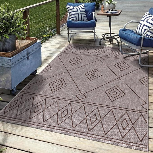 Keen Home Design Terrace Outdoor Throw Rug - 3x5 Washable Indoor/Outdoor Rug for Patio, Kitchen, Balcony, Beach, Garden, Deck and Porch, Size: 3'x5'