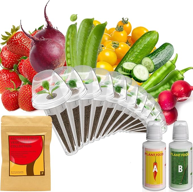 inbloom Fruit Seed Pod Kit for AeroGarden, Ahopegarden, GARDENCUBE, MUFGA, iDoo Hydroponics Growing System, 12-Pods (350+ Seeds Include Strawberry, Tomato, Cucumber, Pea, Ruby Queen Beet)