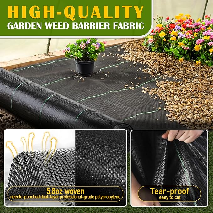 KAKO Weed Barrier Fabric 3Ft x 200Ft, Garden Weed Barrier Fabric, Weed Barrier Landscape Fabric, Garden Fabric Weed Barrier Weed Cloth for Garden Fabric, Landscaping Fabric, Driveway Fabric
