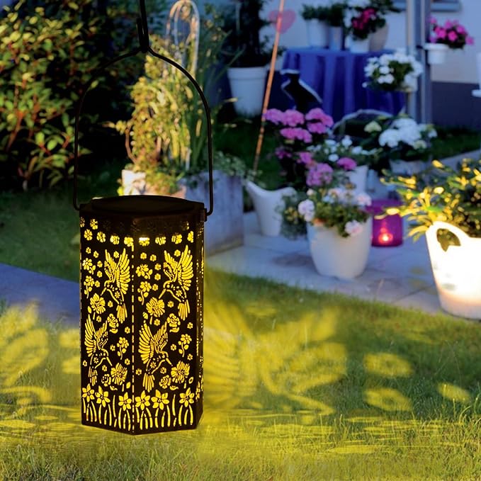 Outdoor Lanterns Hummingbird Gift for Women/Mom/Grandma/Sister, Solar Lanterns Outdoor Waterproof Butterfly, Garden Decor,Christmas, Mother's Day, Thanksgiving Gifts, Solar Decoration for Yard, Patio