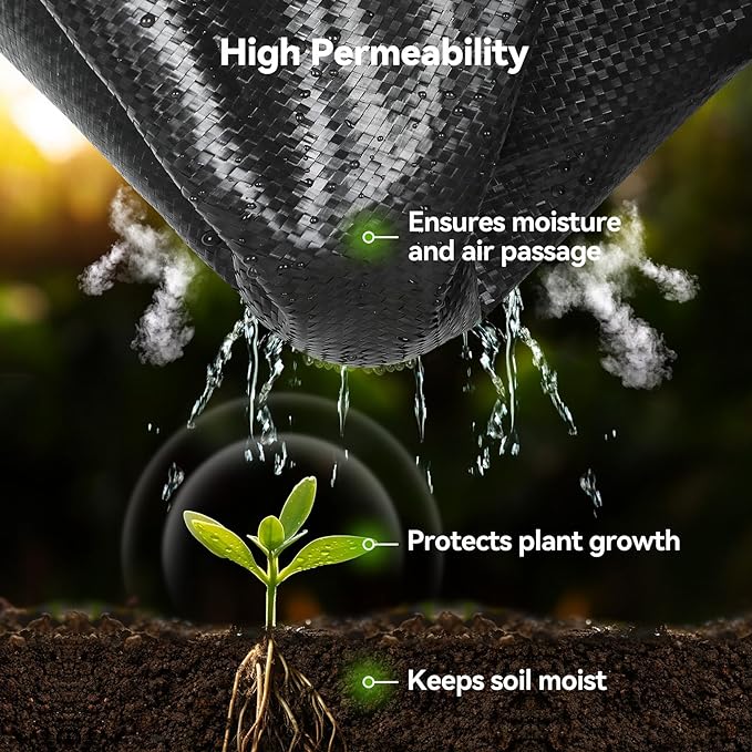 2.6ftx100ft Weed Barrier Landscape 3.2oz Fabric Heavy Duty, Woven Weed Control Cloth, Woven Geotextile Fabric for Underlayment, Gardening Ground, Commercial Driveway Weed Block Cover Mat