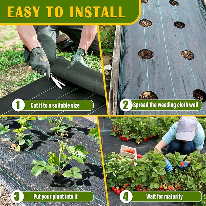 KAKO Weed Barrier Fabric 3Ft x 200Ft, Garden Weed Barrier Fabric, Weed Barrier Landscape Fabric, Garden Fabric Weed Barrier Weed Cloth for Garden Fabric, Landscaping Fabric, Driveway Fabric