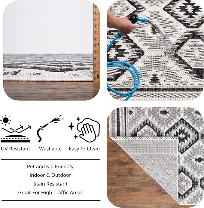 Keen Home Design Outdoor Runner Rug - 6x9 Washable Indoor/Outdoor Rug for Patio, Balcony, Kitchen, Garden, Beach, Deck and Porch. Size: 6'7" x 9'2"