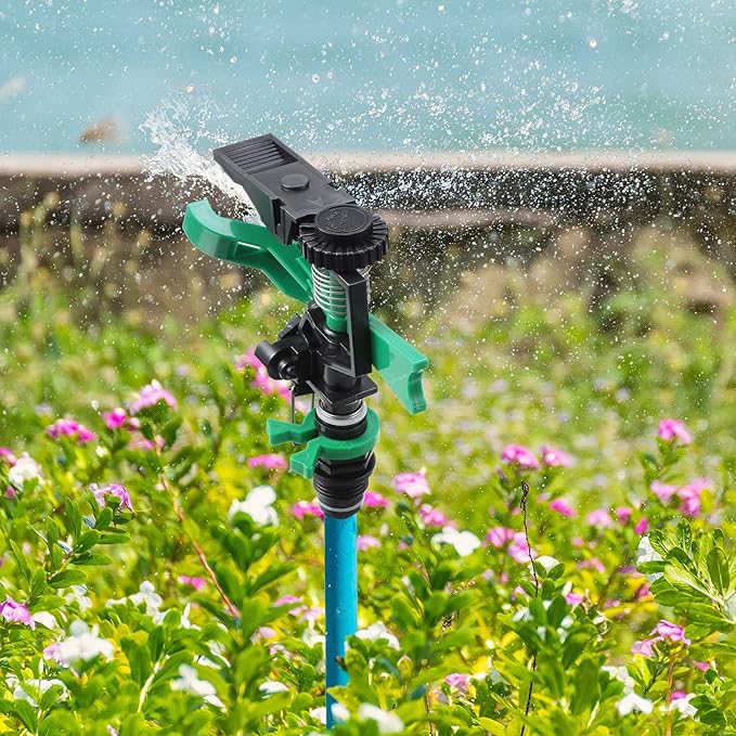 1/2 Inch Plastic Impact Sprinklers Adjustable 0 Degree to 360 Degree Pattern Plastic Sprinkler Head for Garden Watering Supplies (2 Pieces)