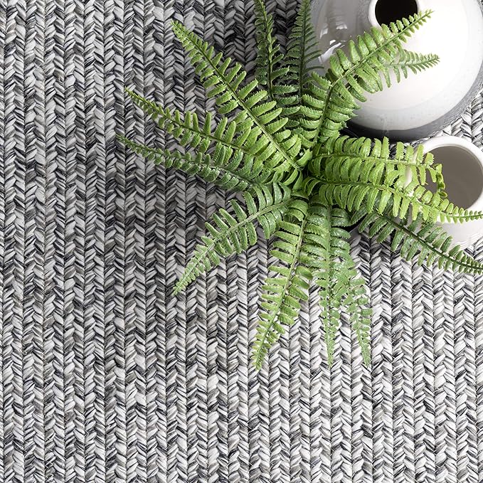 nuLOOM Oval 5' x 8' Solid Hand Braided Indoor/Outdoor Area Rug, Pet-Friendly, High Traffic, Weather Resistant, for Patio, Balcony, Bedroom, Living, Dining Room, Wynn Salt and Pepper