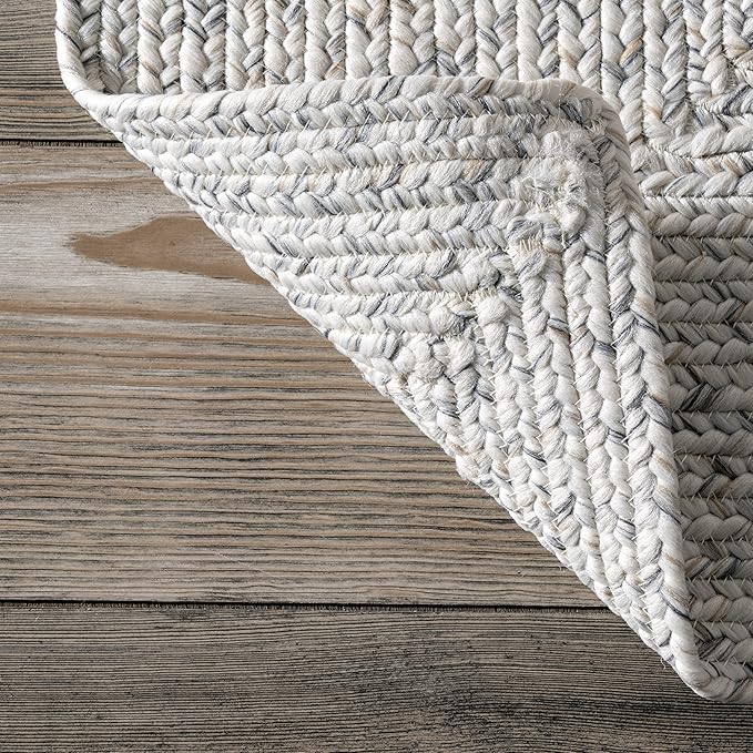 nuLOOM Oval 3' x 5' Solid Hand Braided Indoor/Outdoor Area Rug, Pet-Friendly, High Traffic, Weather Resistant, for Patio, Balcony, Bedroom, Living, Dining Room, Wynn Ivory